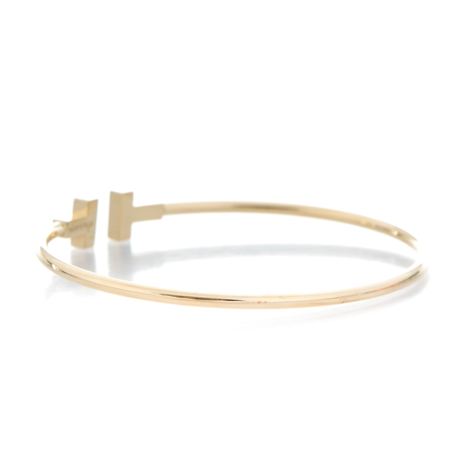 Tiffany 18K Yellow Gold Narrow T Wire Bracelet 3 of 4