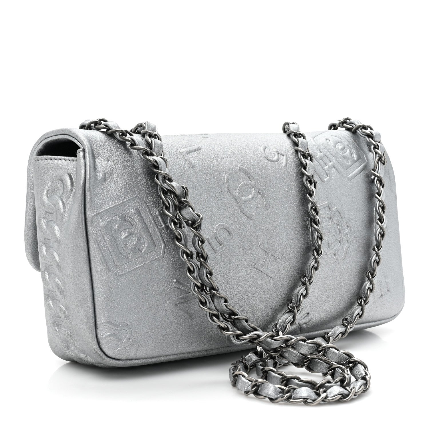 Chanel Metallic Lambskin Symbols Medium Single Flap Silver 3 of 10