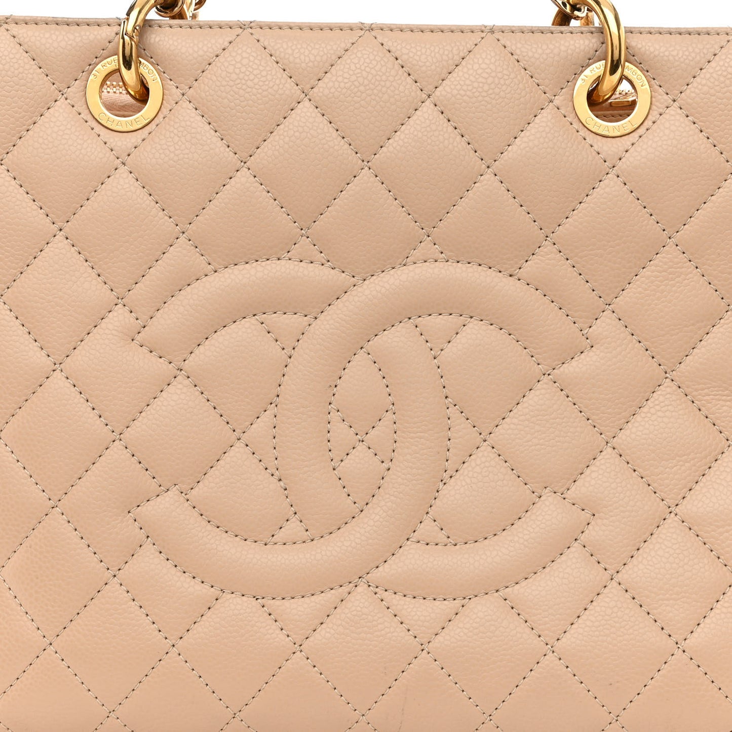 Caviar Quilted Grand Shopping Tote GST Beige Clair