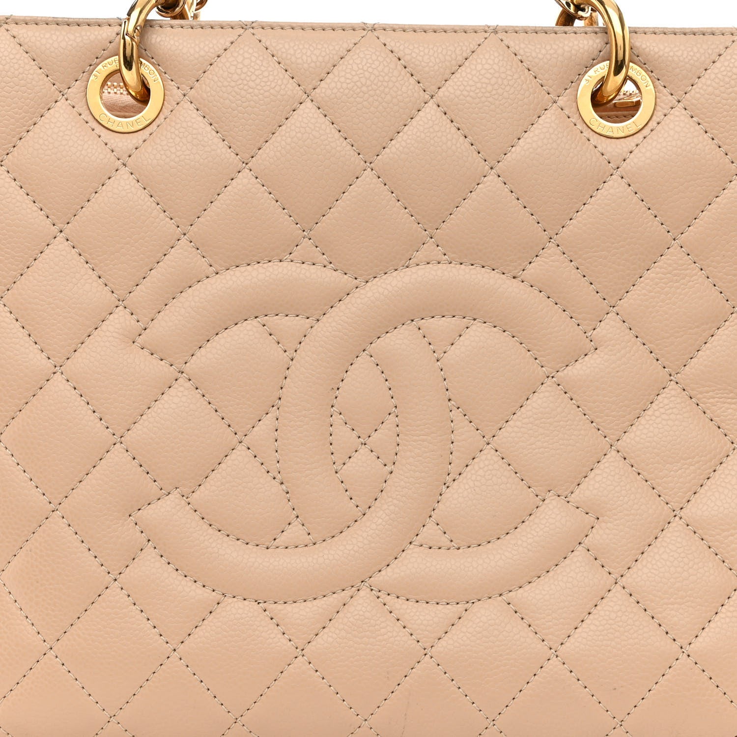 Chanel Caviar Quilted Grand Shopping Tote GST Beige Clair 9 of 13
