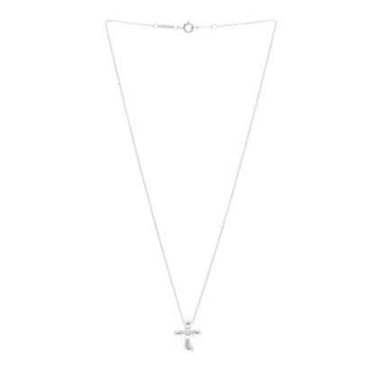 Tiffany Sterling Silver Diamond Elsa Peretti Cross Pendant Necklace 3 of 4