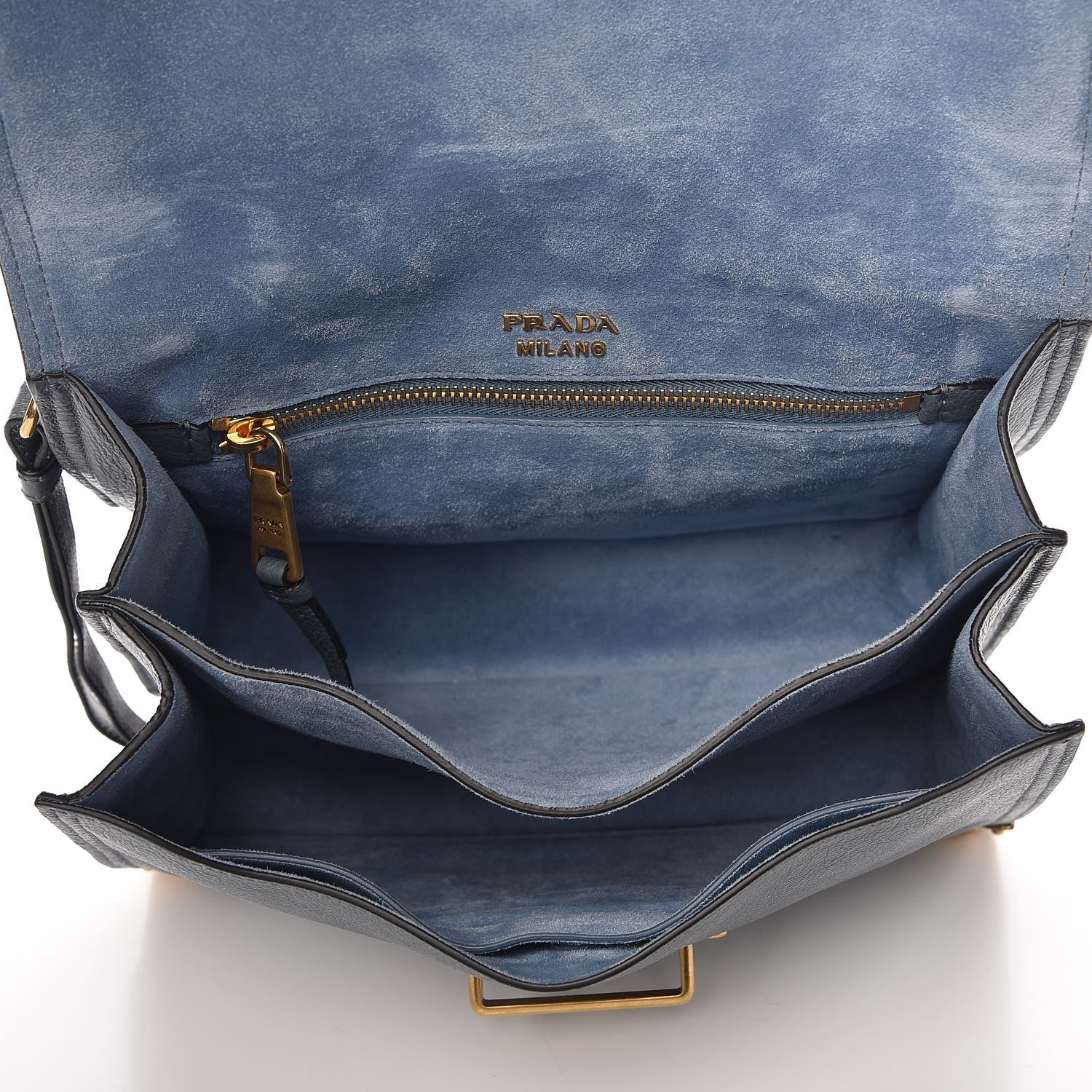 Prada Glace Calf Medium Soft Cahier Bag Marine Astrale 5 of 8