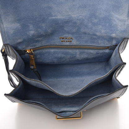 Prada Glace Calf Medium Soft Cahier Bag Marine Astrale 5 of 8
