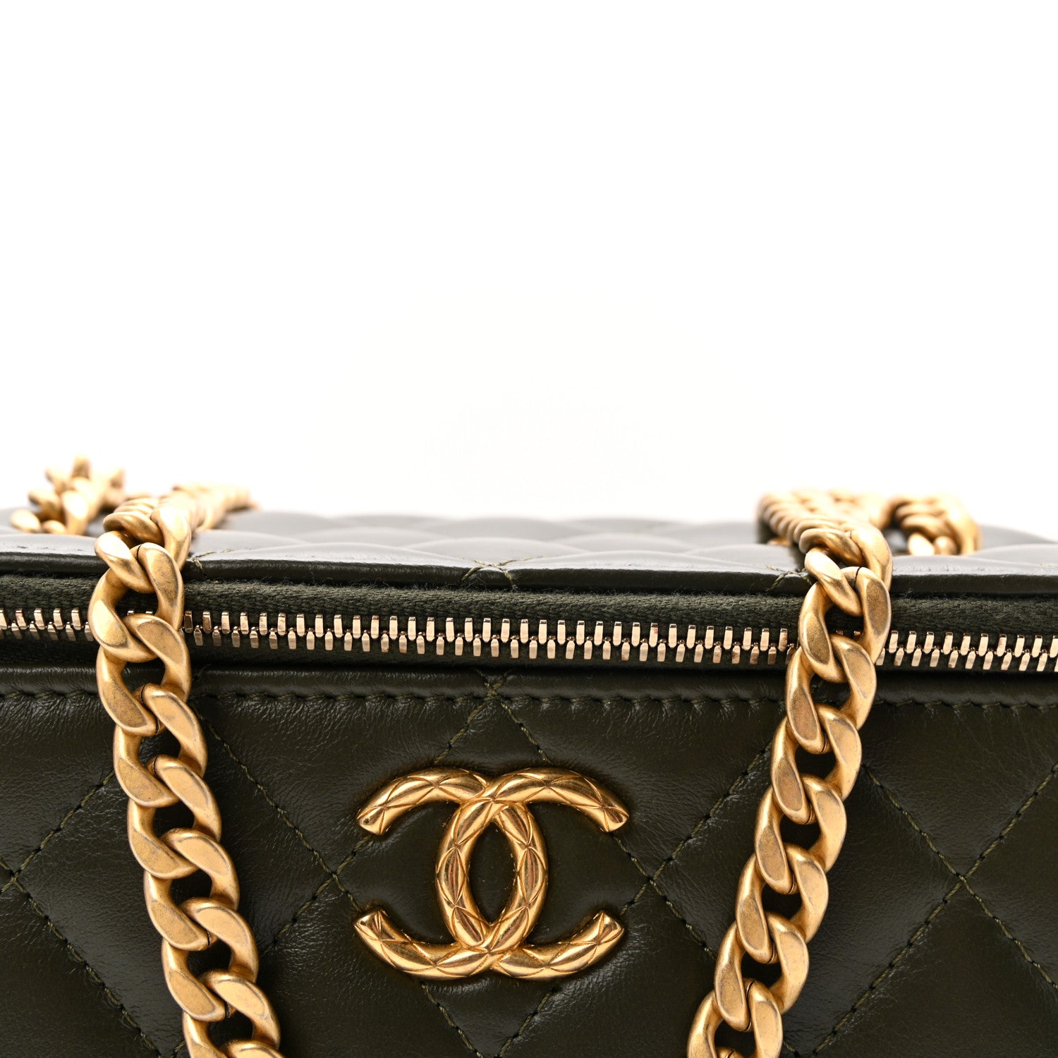 Chanel Lambskin Quilted Small Pillow Crush Vanity Case With Chain Green 8 of 10