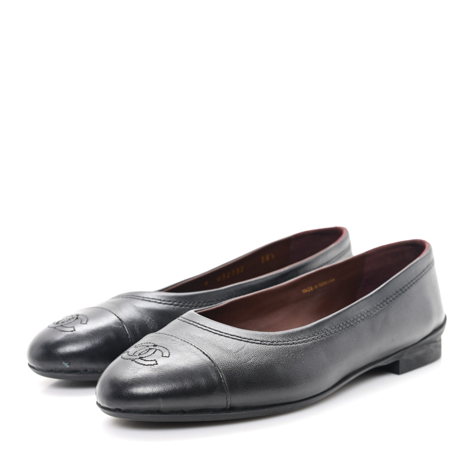 Chanel Lambskin Cap Toe CC Uniform Ballerina Flats 38.5 Black 4 of 11