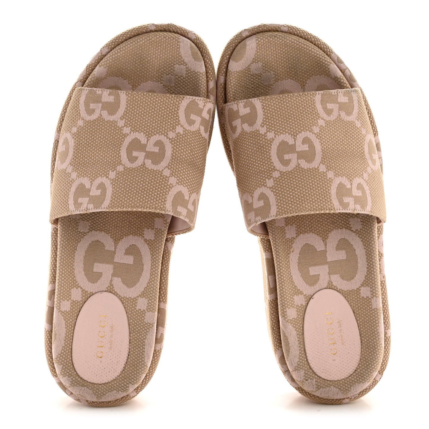 Monogram Jumbo GG Angelina Platform 55mm Slide Sandals 39.5 Beige Perfect Pink