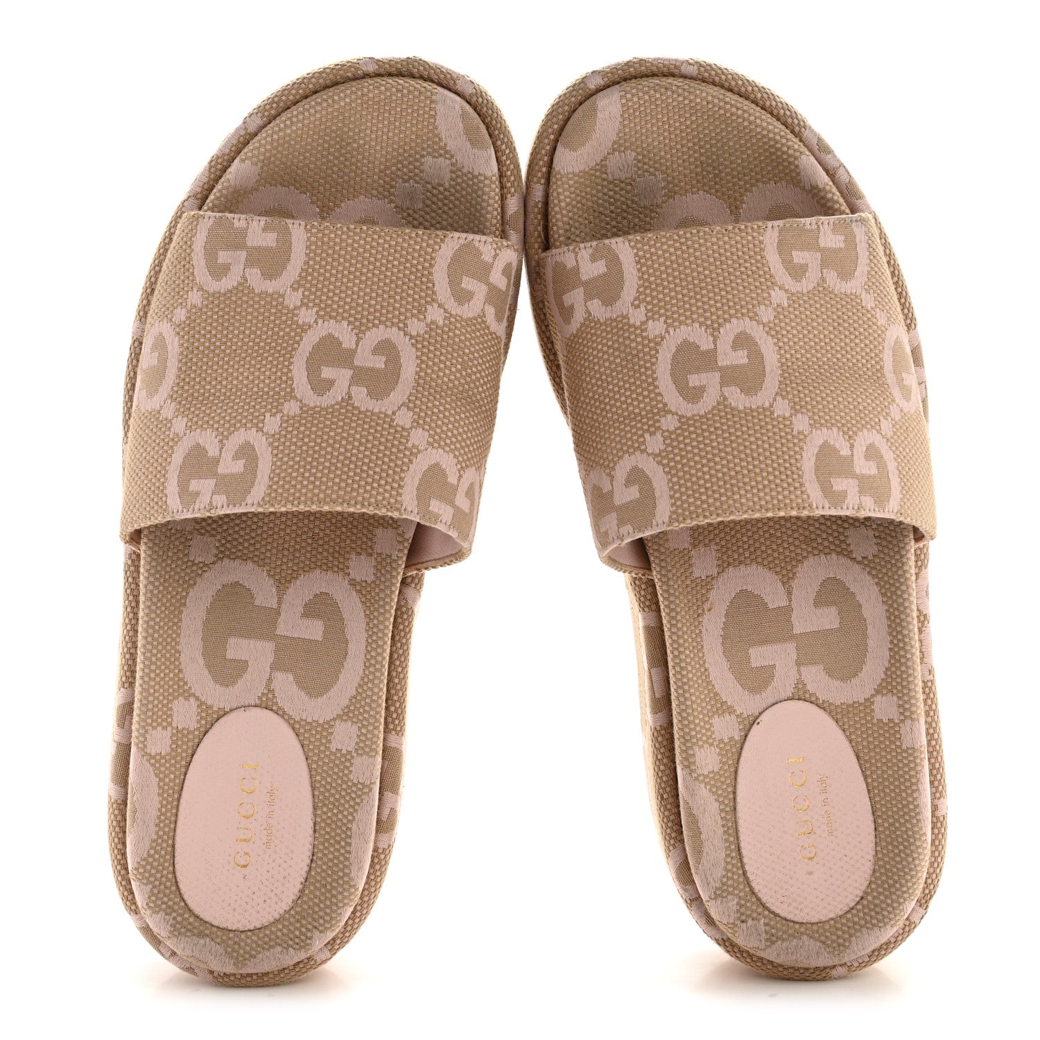 Gucci Monogram Jumbo GG Angelina Platform 55mm Slide Sandals 39.5 Beige Perfect Pink 2 of 10