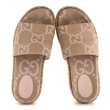Gucci Monogram Jumbo GG Angelina Platform 55mm Slide Sandals 39.5 Beige Perfect Pink 2 of 10
