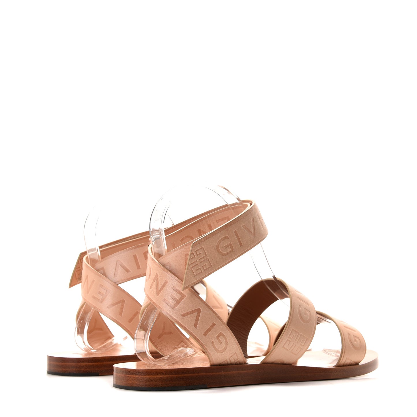 Calfskin Logo Ankle Strap Sandals 37 Brown