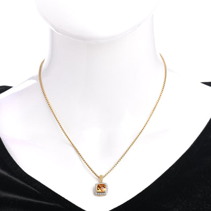 David Yurman 18K Yellow Gold Diamond Citrine 7mm Petite Albion Pendant Necklace 2 of 6