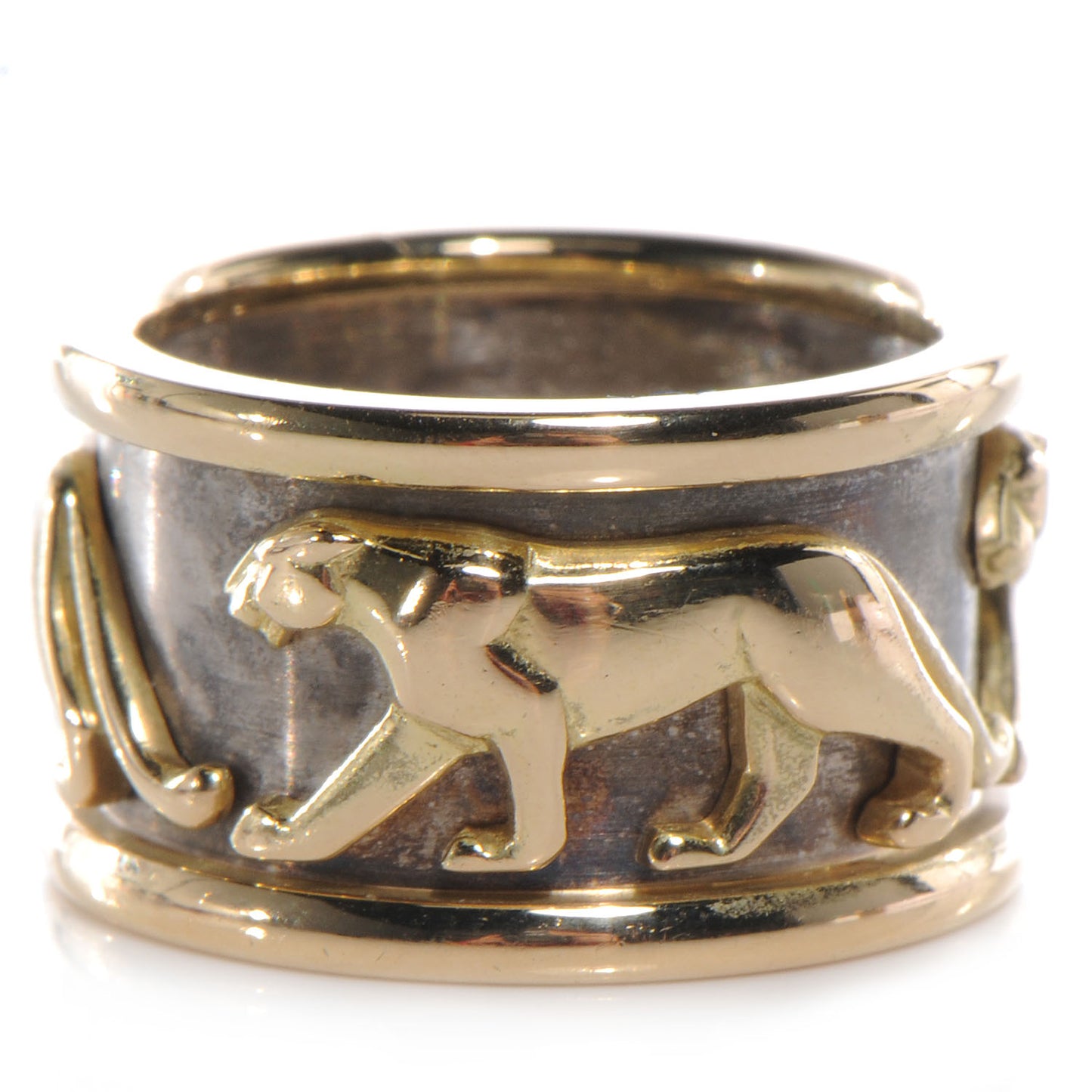18K White Yellow Gold Panther Ring 49 5