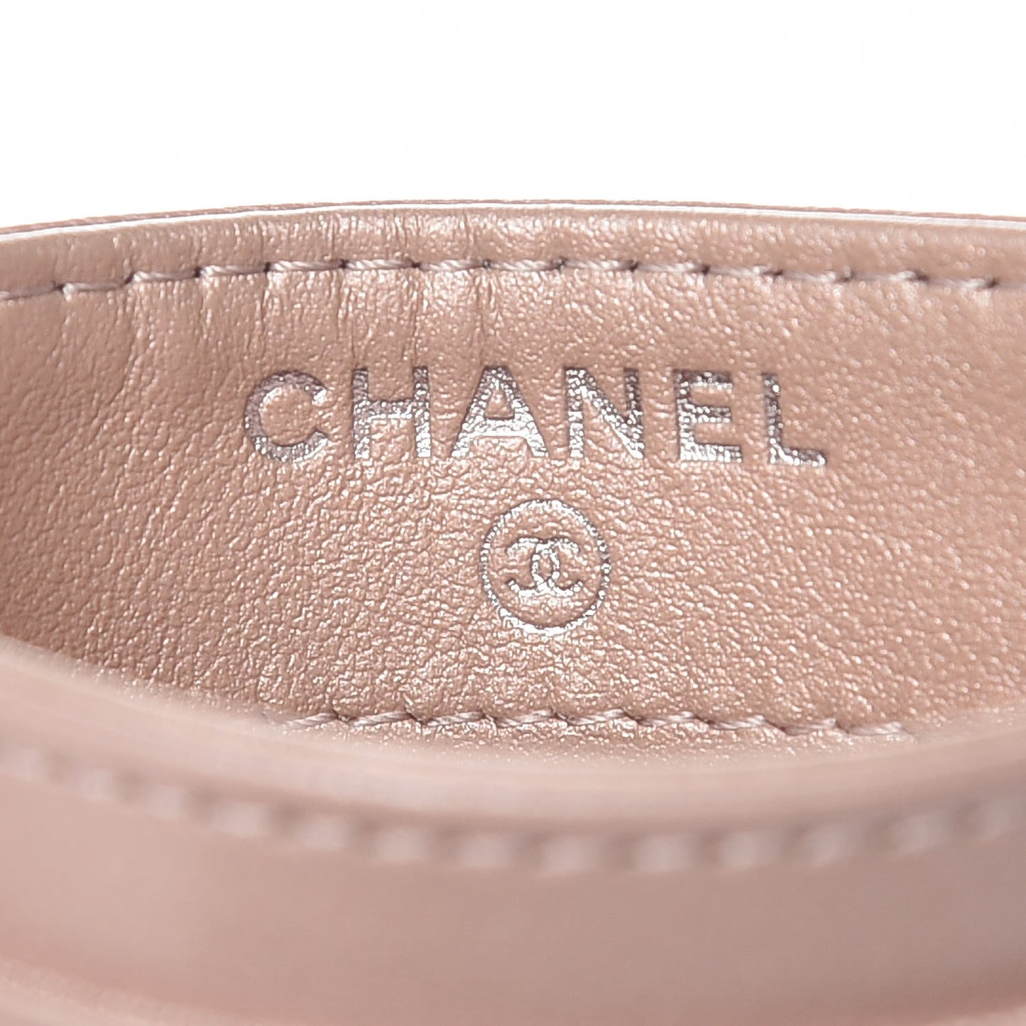 Goatskin Camellia Embossed Card Holder Light Pink