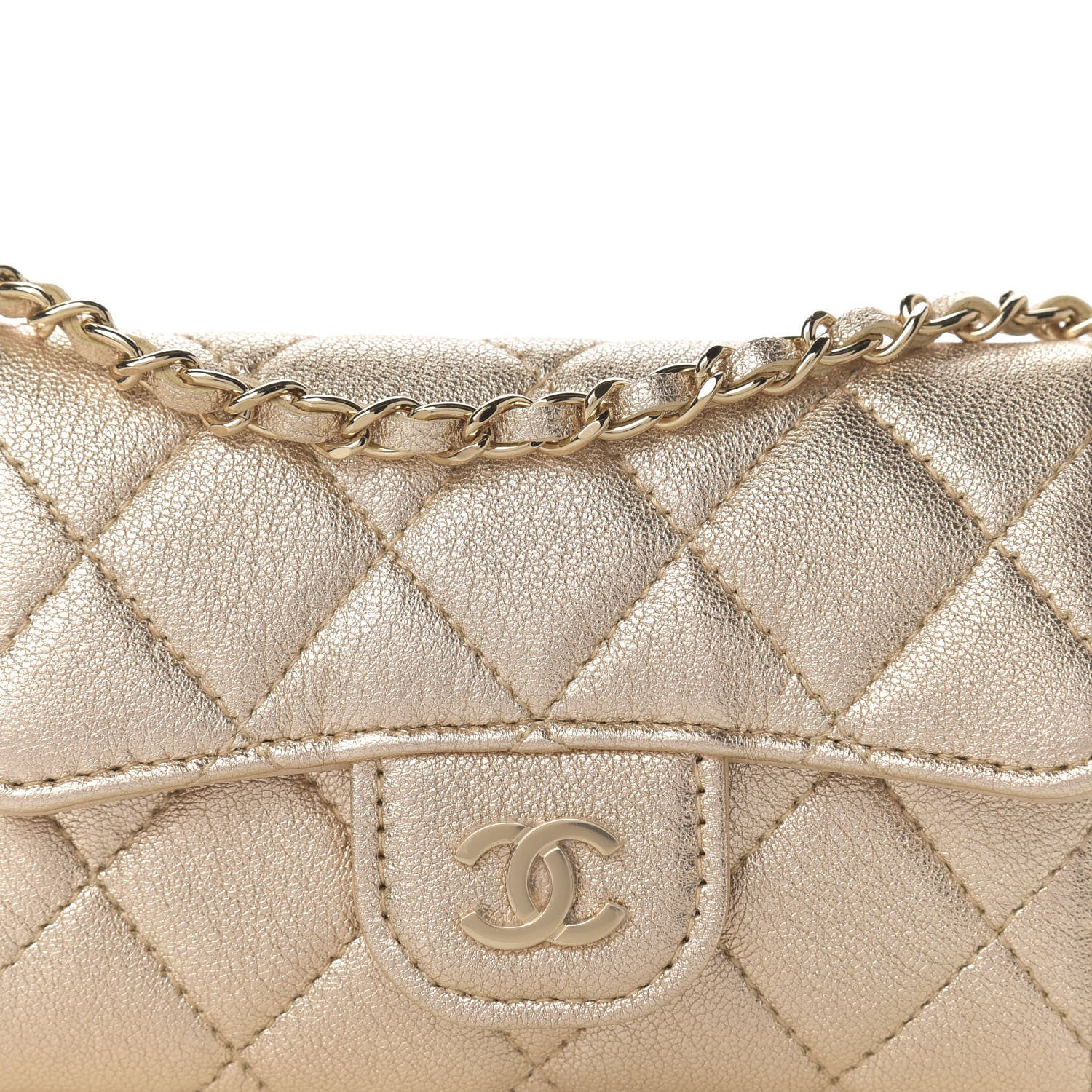 Chanel Metallic Lambskin Quilted Flap Chain Waist Bag Gold 11 of 12