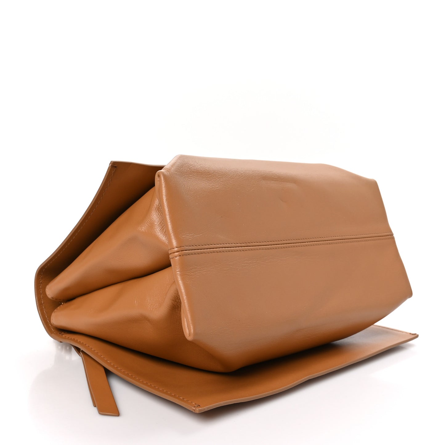 Calfskin Large Binder Clip Soft Shoulder Bag Brown