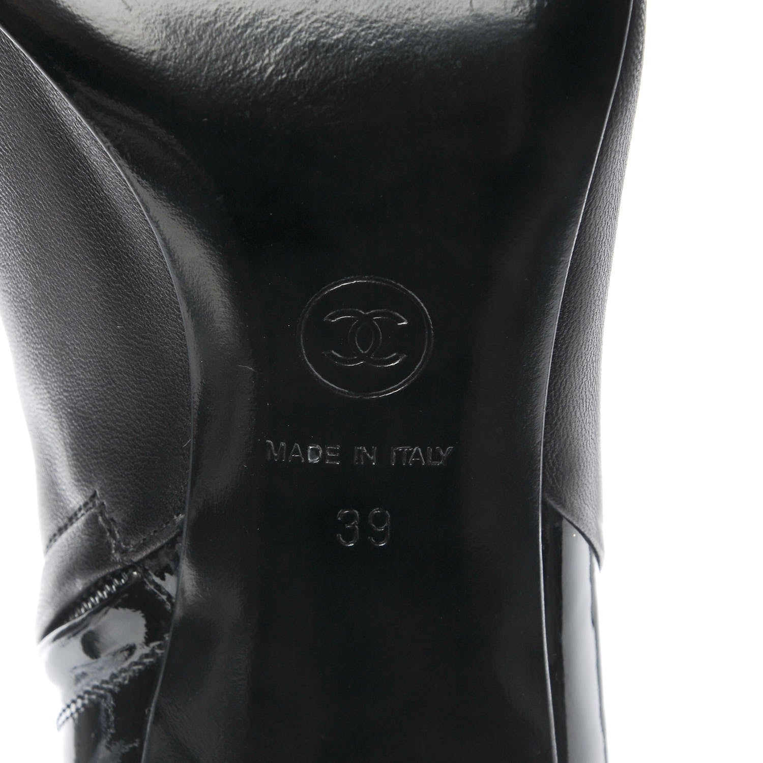 Chanel Patent Lambskin Cap Toe CC Boots 39 Black 8 of 10