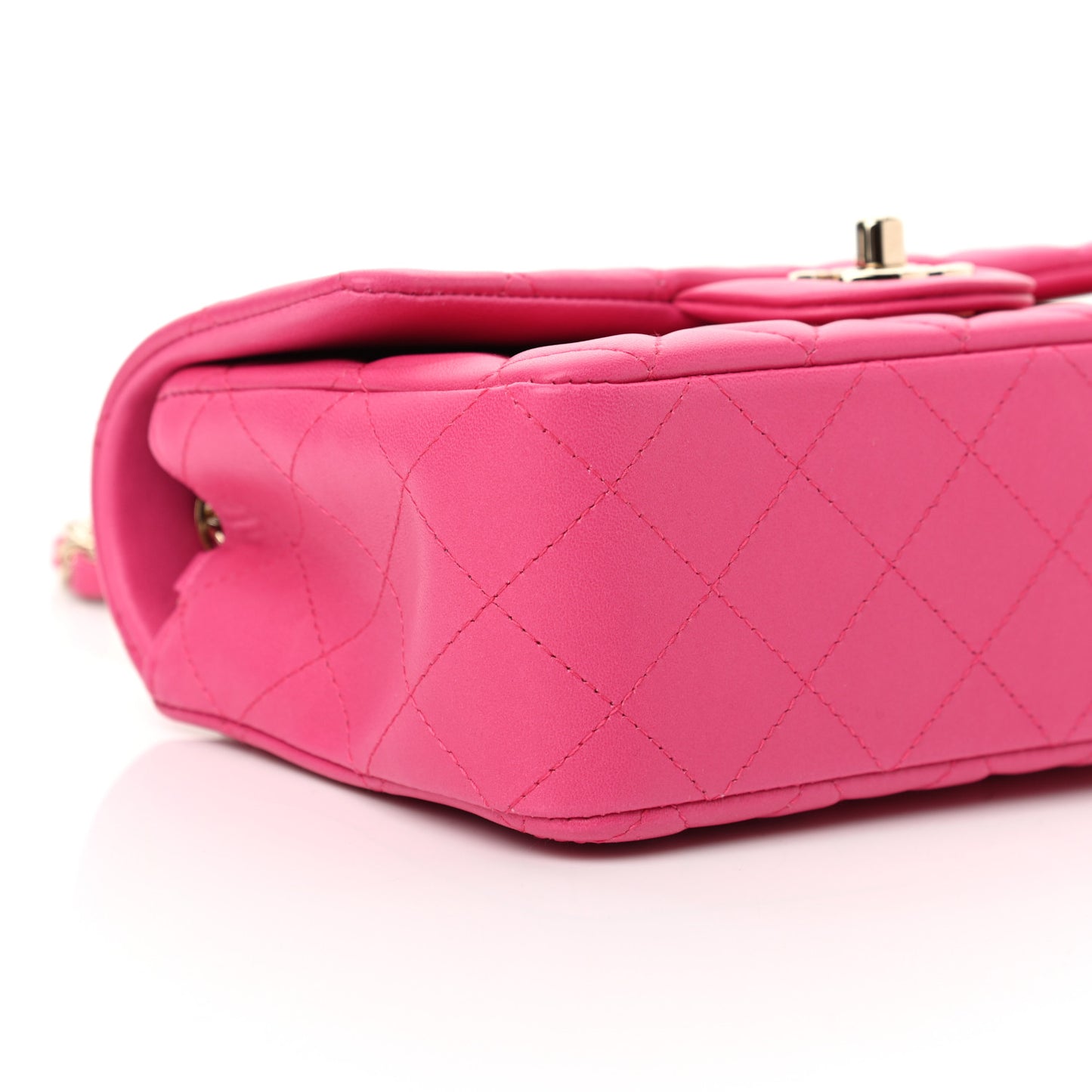 Lambskin Quilted Mini Rectangular Flap Fuchsia