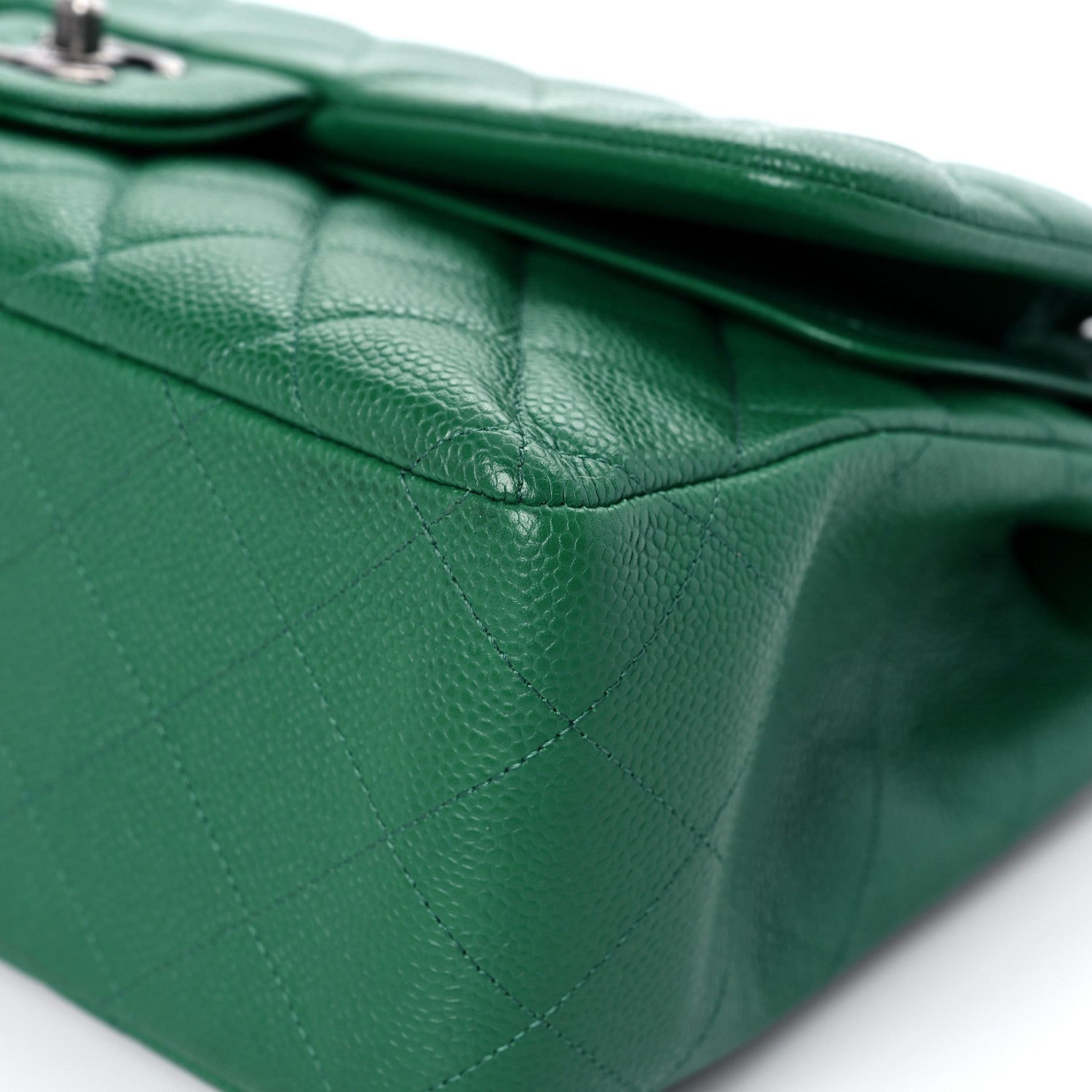 Chanel Caviar Quilted Jumbo Double Flap Green 9 of 16