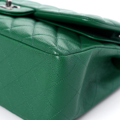 Chanel Caviar Quilted Jumbo Double Flap Green 9 of 16