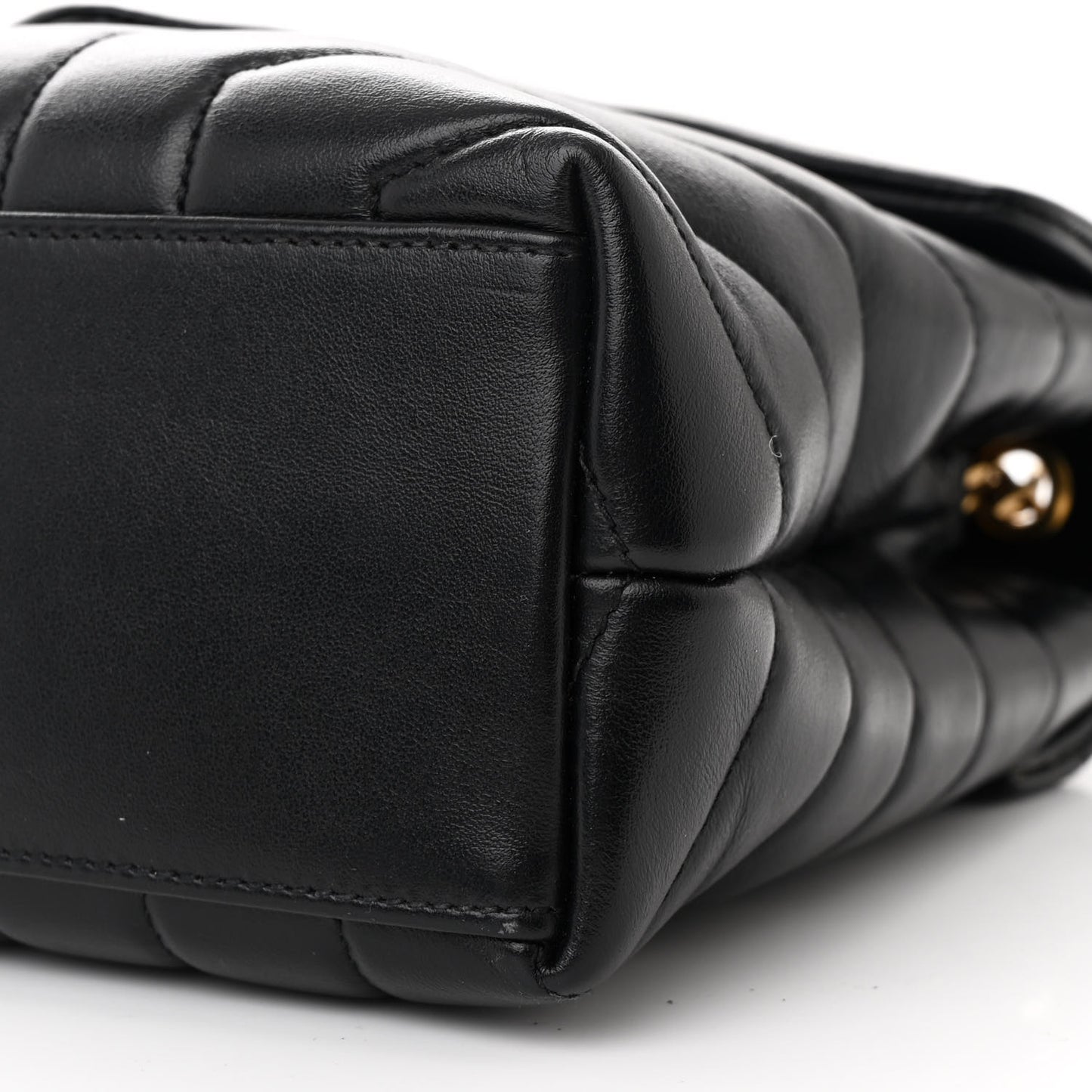 Calfskin Y Quilted Monogram Small Loulou Chain Satchel Black