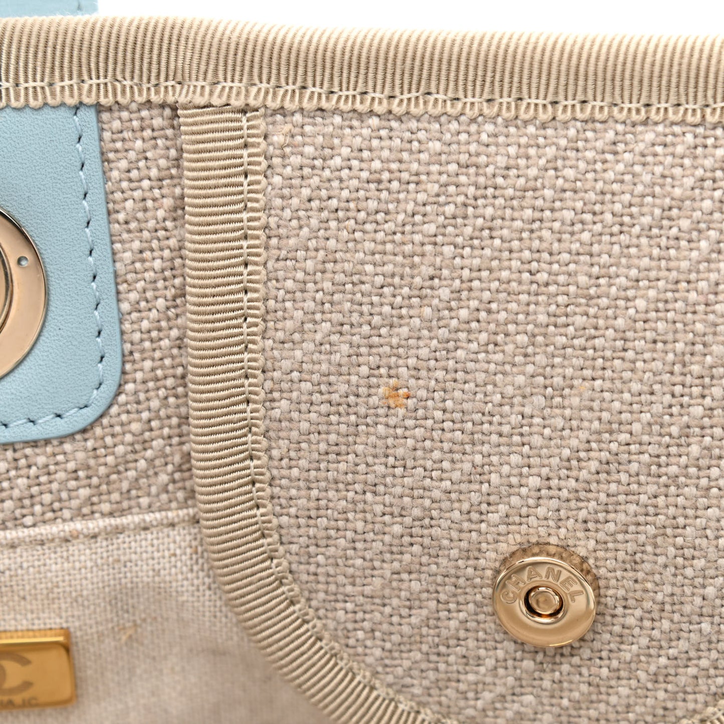 Mixed Fibers Calfskin Medium Deauville Tote Grey Light Blue