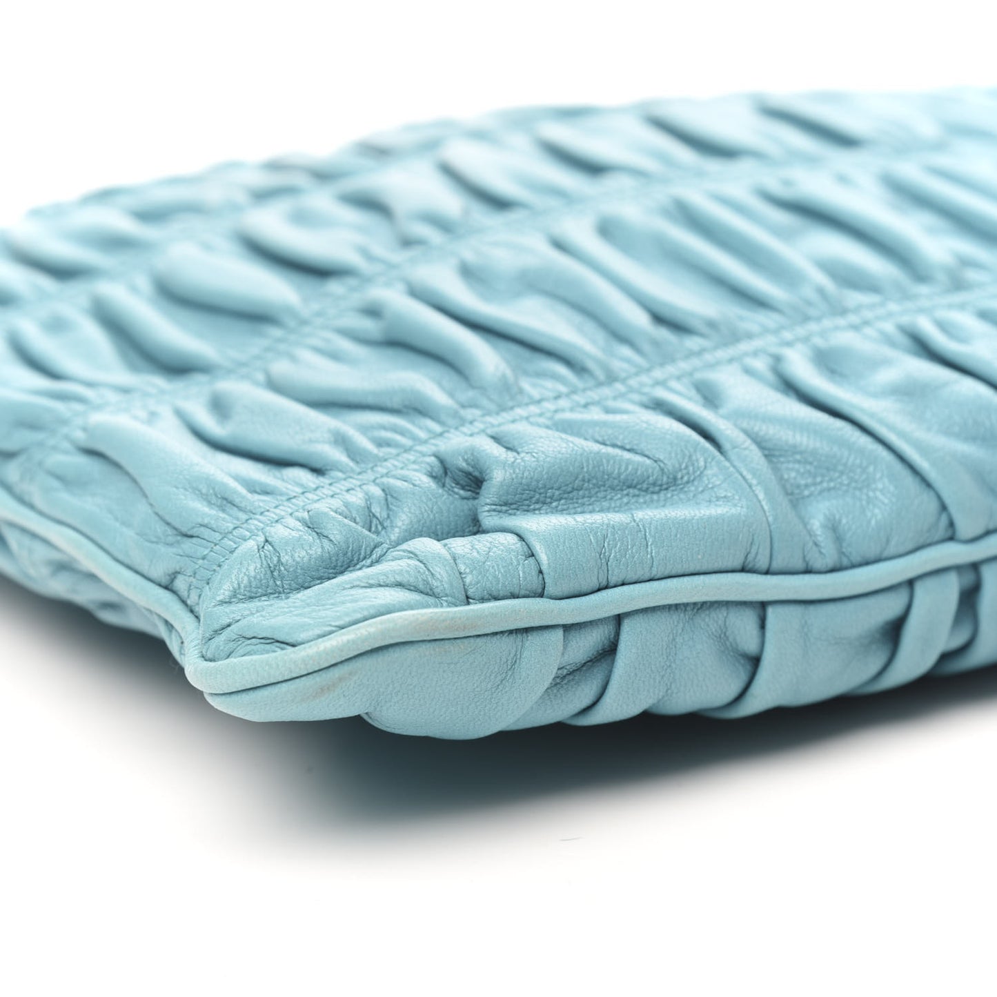 Nappa Gaufre Ruched Clutch Turchese