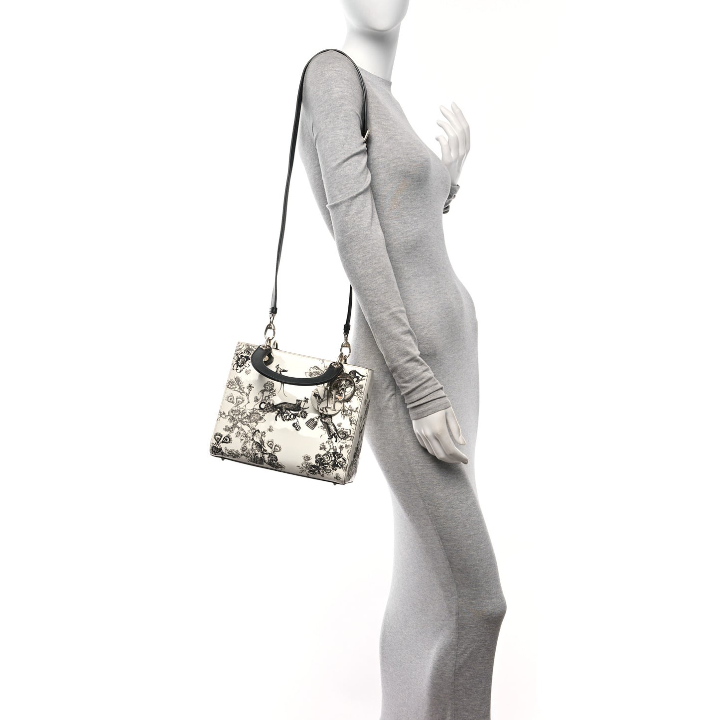 Patent Toile de Jouy Medium Lady Dior
