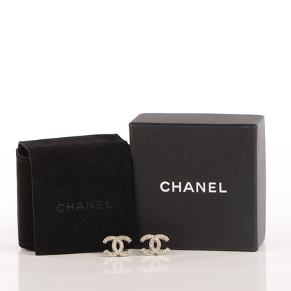 Chanel Crystal CC Earrings Silver 5 of 5