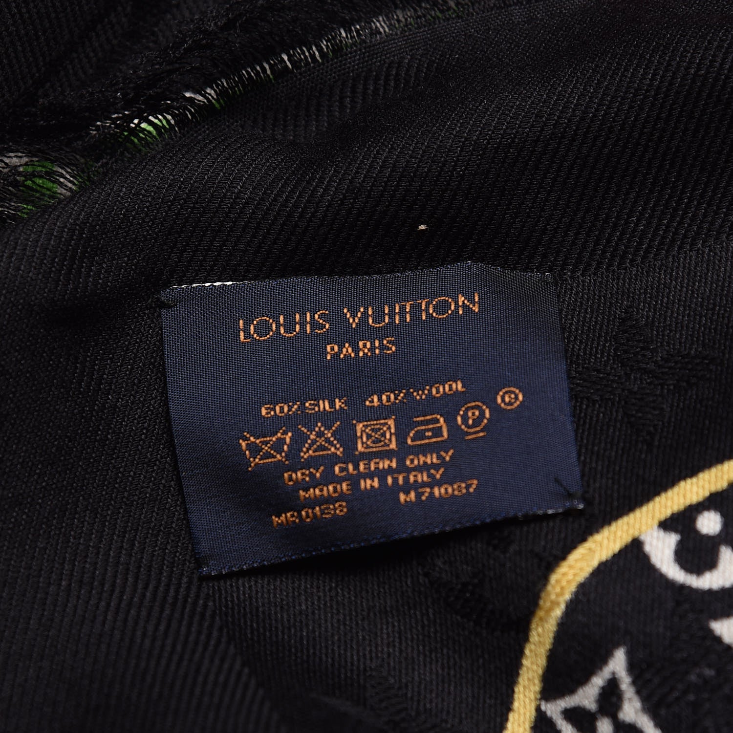 Louis Vuitton Silk Wool Monogram LV Stories Shawl Black 3 of 6