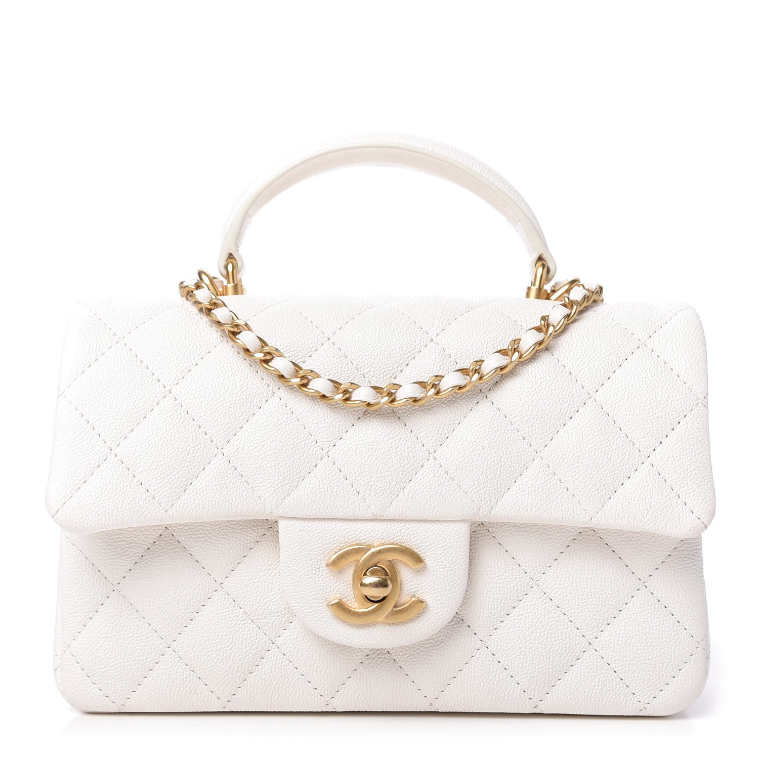 Chanel Caviar Quilted Mini Top Handle Rectangular Flap White 1 of 11