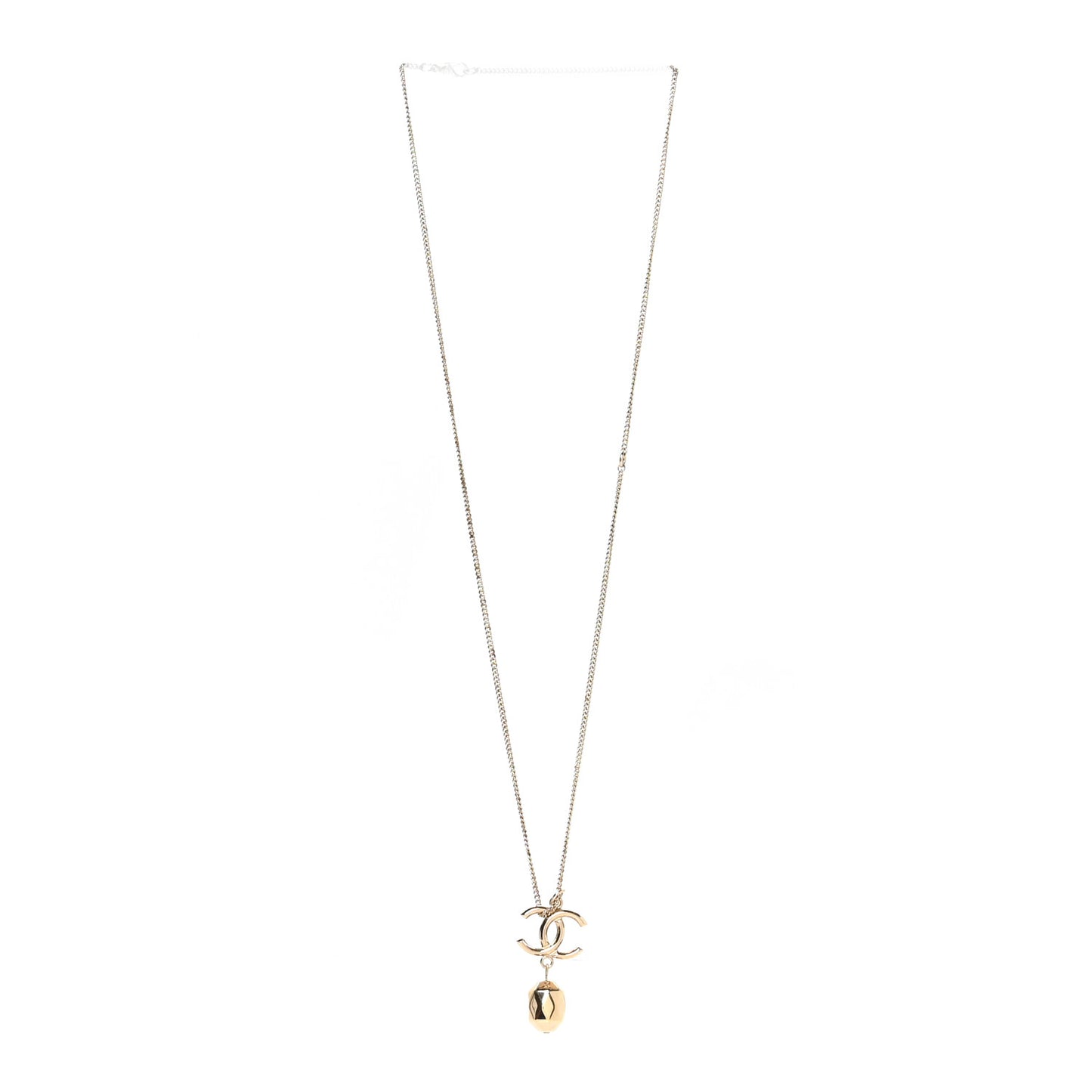 Metal Bead CC Drop CC Pendant Necklace Gold