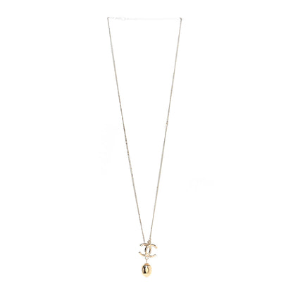 Chanel Metal Bead CC Drop CC Pendant Necklace Gold 3 of 5