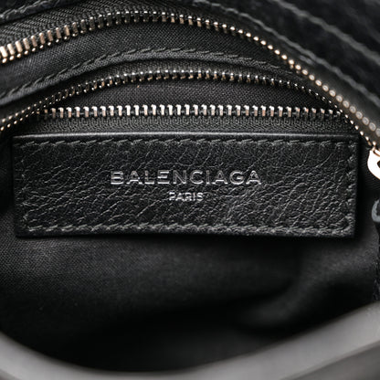 Balenciaga Agneau Classic Silver Hardware Mini City Logo Strap Black White 6 of 10