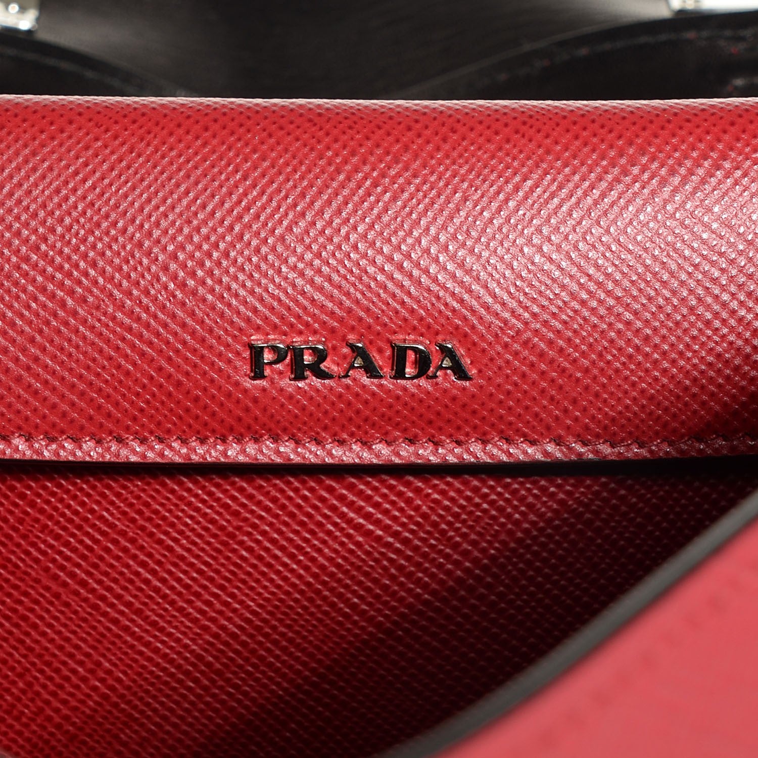 Prada Saffiano Cuir Convertible Top Handle Tote Fuoco 6 of 9