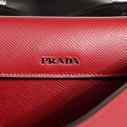 Prada Saffiano Cuir Convertible Top Handle Tote Fuoco 6 of 9