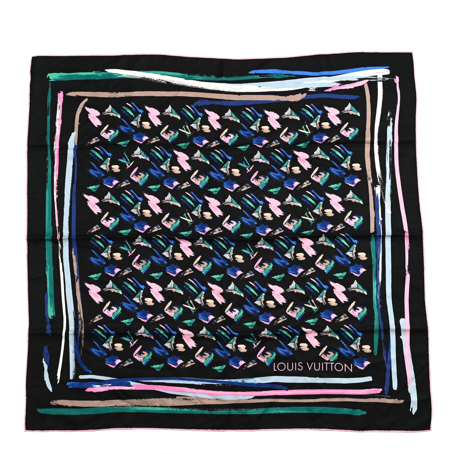 Silk Splash Square Scarf Green Pink