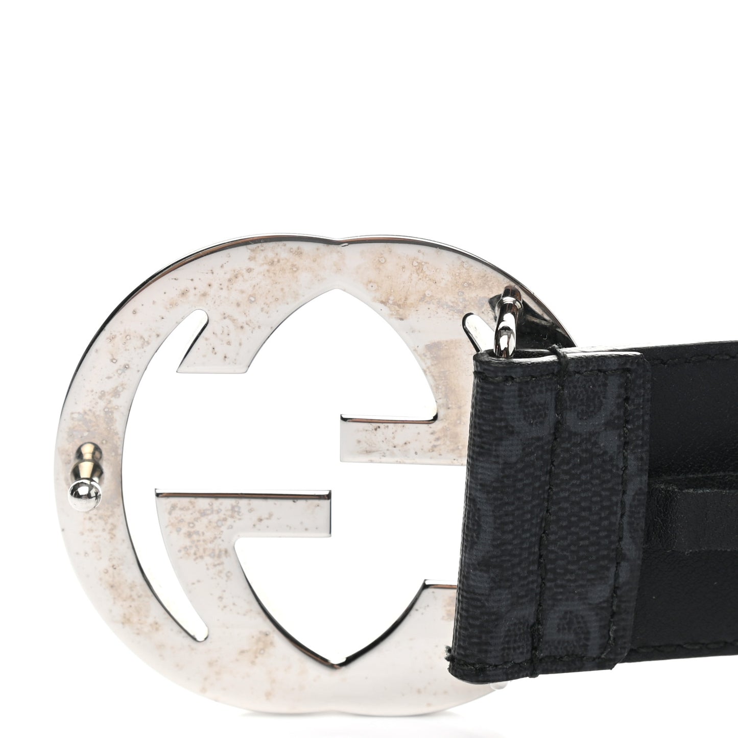 GG Supreme Monogram Selleria Calfskin Interlocking G 40mm Belt 95 38 Black Grey