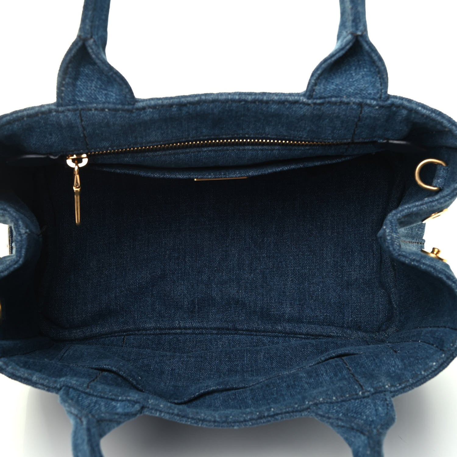 Prada Denim Small Logo Tote Bleu 4 of 4
