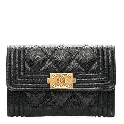 Chanel Caviar Quilted Boy Flap Card Holder Black 1 of 13