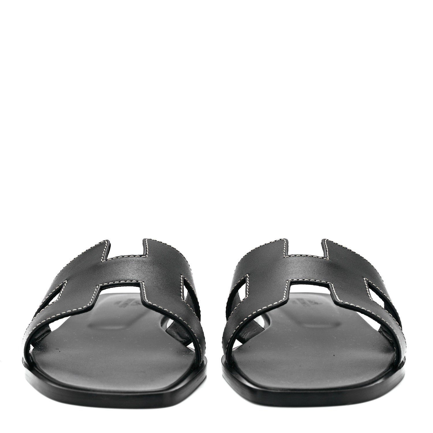 Hermes Box Calfskin Oran Sandals 37 Black 2 of 9