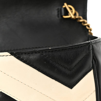 Gucci Calfskin Matelasse Super Mini GG Marmont Shoulder Bag Black White 12 of 12