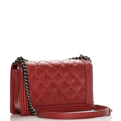 Chanel Calfskin Stitched New Medium Boy Flap Red 3 of 7