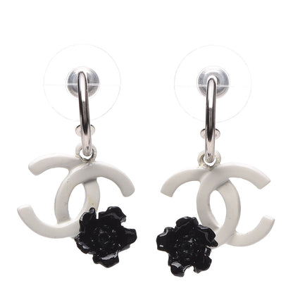 Chanel Enamel CC Camellia Drop Earrings White 1 of 5