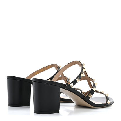 Valentino Garavani Calfskin Rockstud 60mm Caged Slide Sandals 38.5 Black 5 of 10