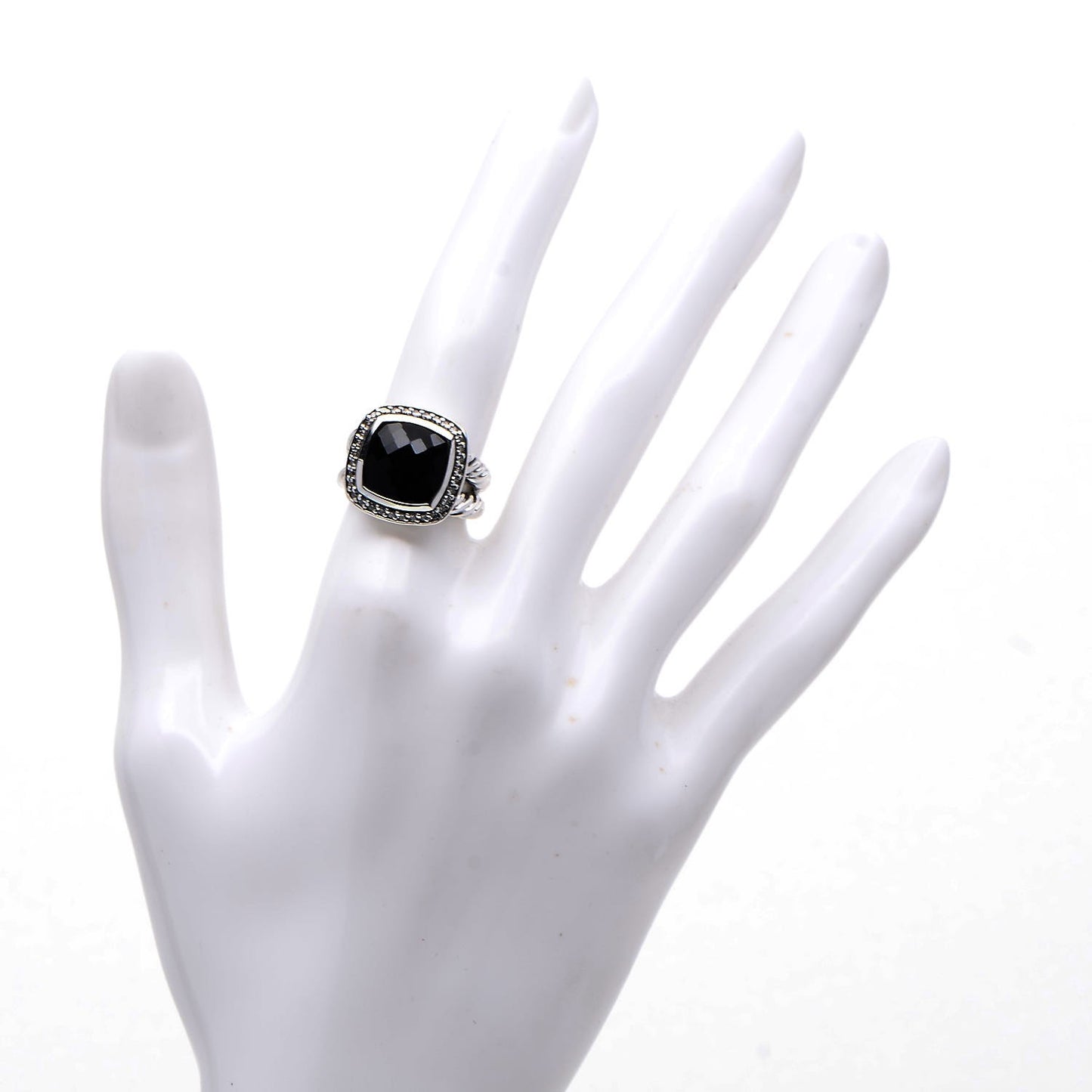 Sterling Silver Diamond Black Onyx 11mm Albion Ring 52 6