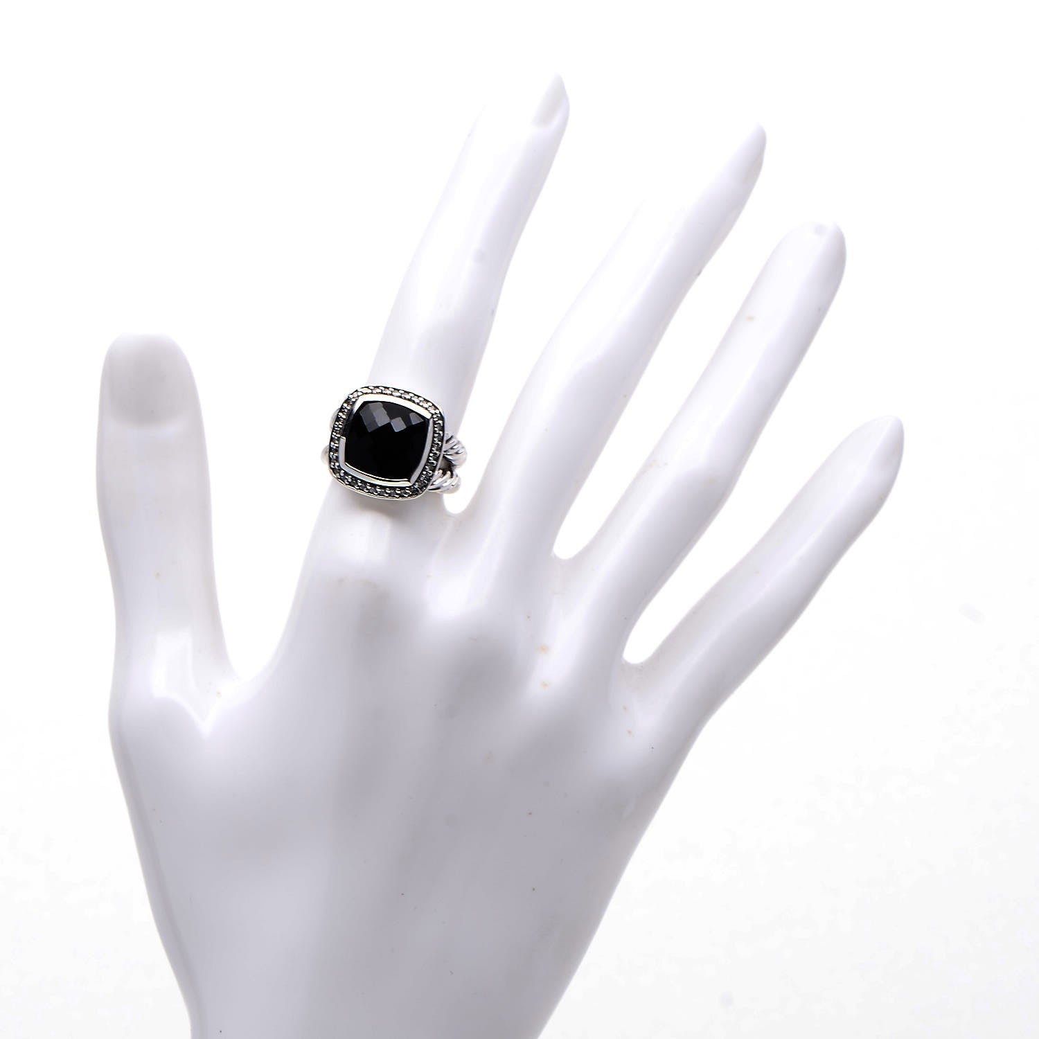 David Yurman Sterling Silver Diamond Black Onyx 11mm Albion Ring 52 6 2 of 6