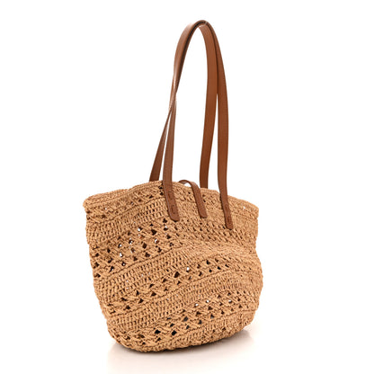 Saint Laurent Raffia Calfskin Small Panier Tote Naturel Brick 3 of 13