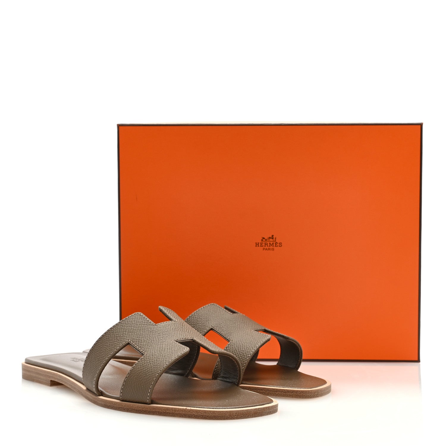 Hermes Epsom Oran Sandals 38 Etoupe 9 of 9