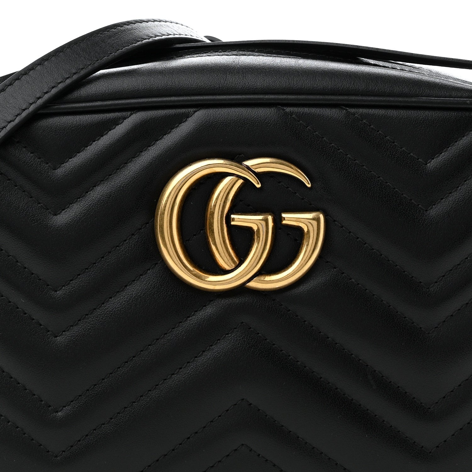 Gucci Calfskin Matelasse Small GG Marmont Chain Shoulder Bag Black 8 of 14