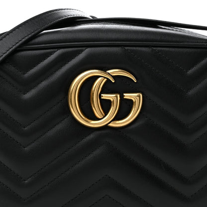 Gucci Calfskin Matelasse Small GG Marmont Chain Shoulder Bag Black 8 of 14