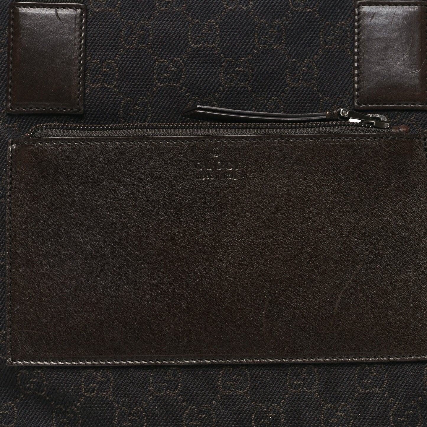 Denim Monogram Tote Bag Dark Brown